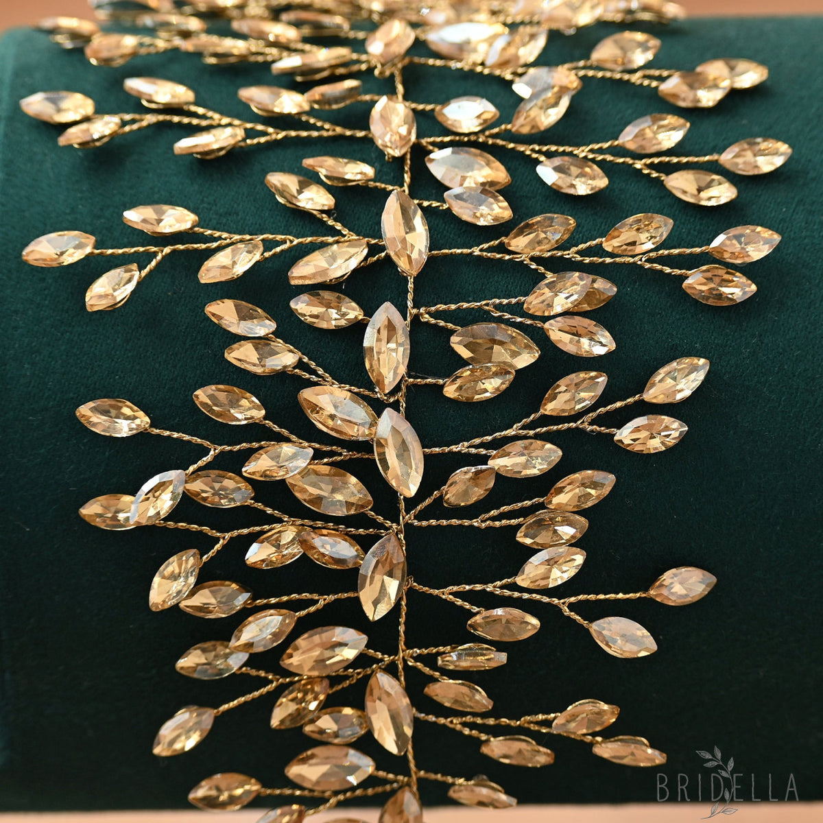 Champagne Rhinestone Bridal Headband – Bridella BHP237 - Champagne
