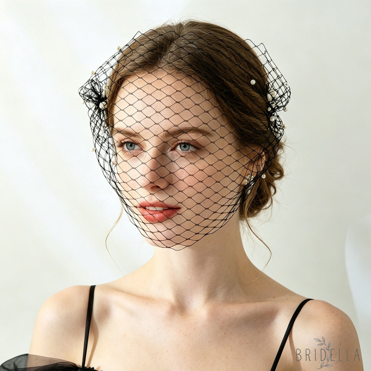 Classic Birdcage Bridal Veil Wedding Hair Veil - Bridella BMA08-B - Black