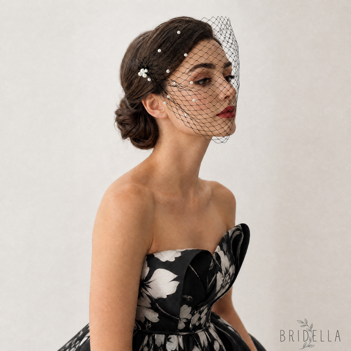 Classic Birdcage Bridal Veil Wedding Hair Veil - Bridella BMA08-B - Black