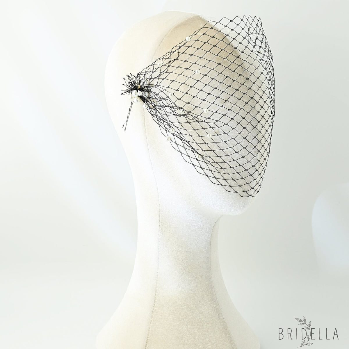 Classic Birdcage Bridal Veil Wedding Hair Veil - Bridella BMA08-B - Black