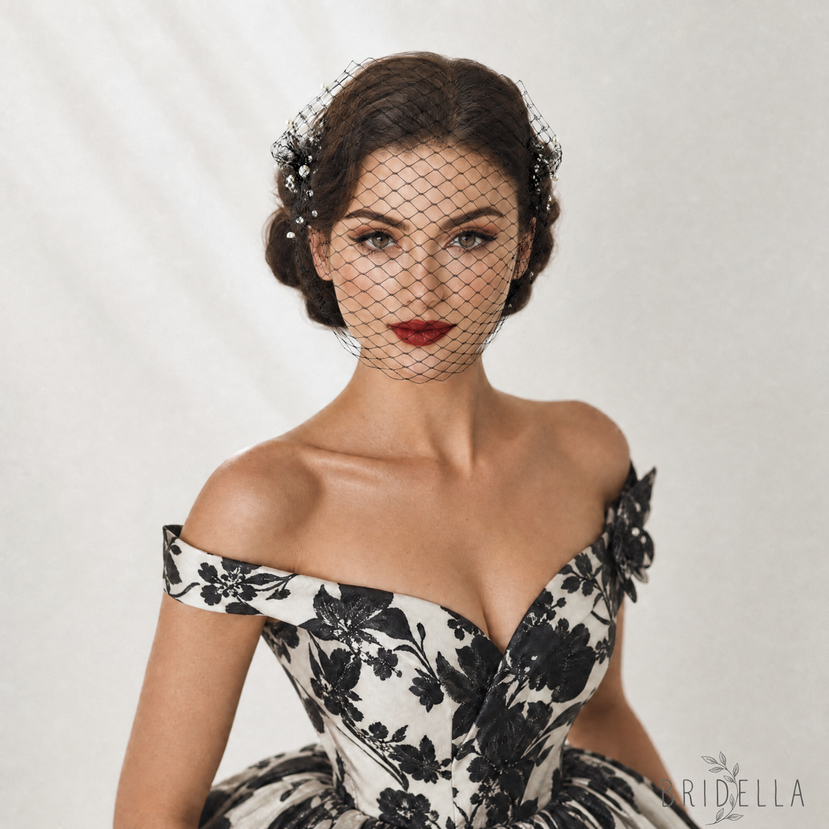 Classic Birdcage Bridal Veil Wedding Hair Veil - Bridella BMA08-B - Black