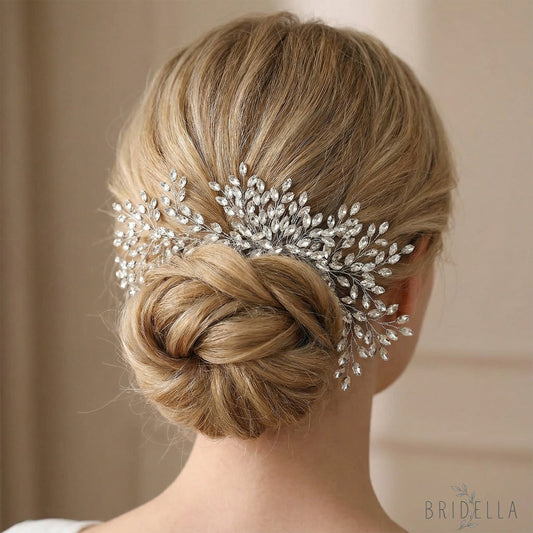 Crystal Bridal Hair Vine Wedding Headpiece Rhinestone Bride Side Hair Accessory Elegant Wedding Hairpiece - Silvery