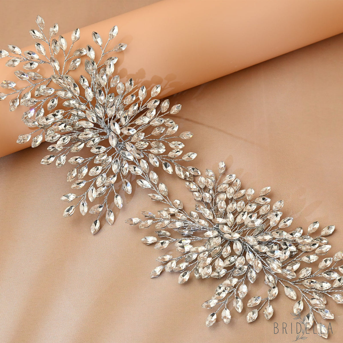 Crystal Bridal Hair Vine Wedding Headpiece Rhinestone Bride Side Hair Accessory Elegant Wedding Hairpiece - Silvery