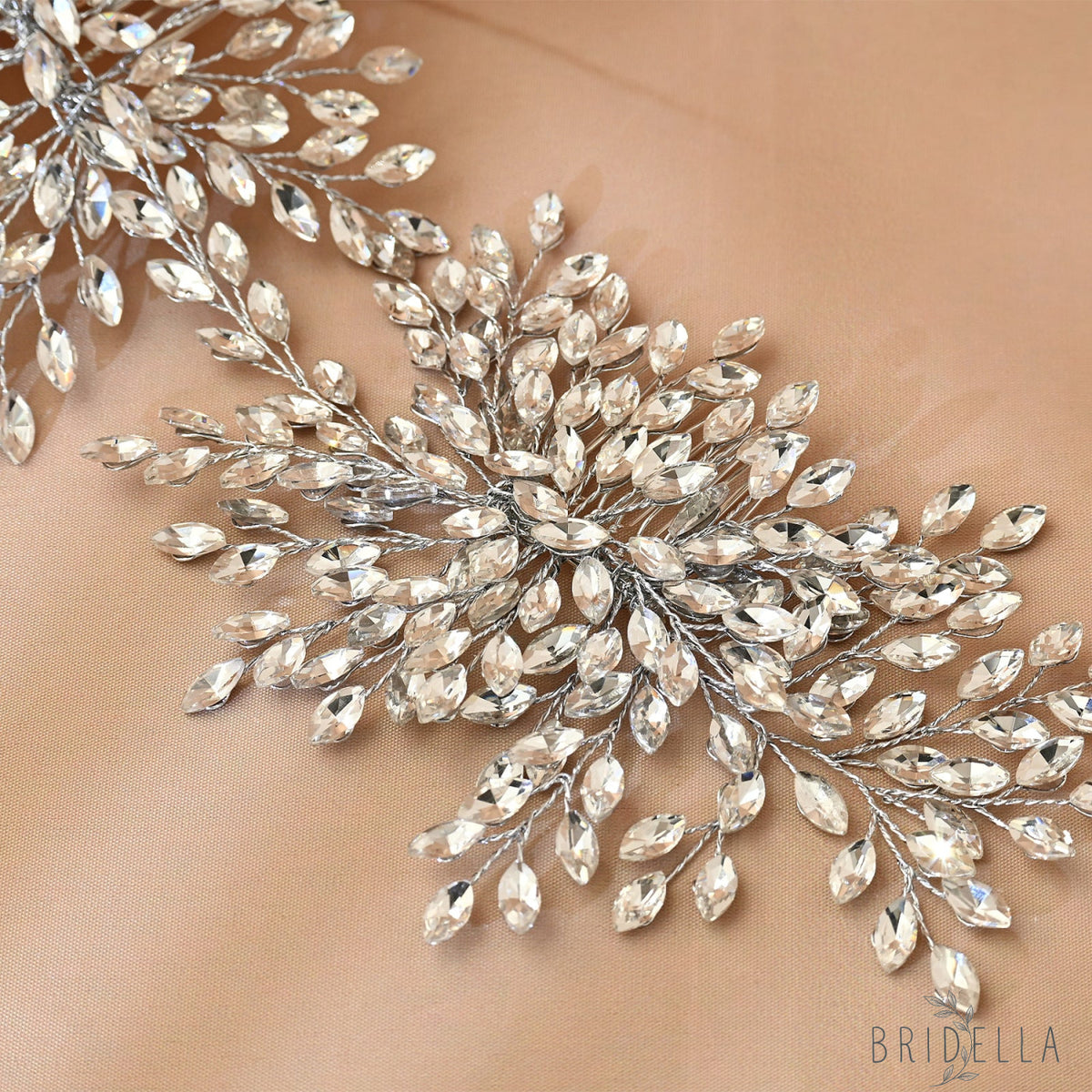 Crystal Bridal Hair Vine Wedding Headpiece Rhinestone Bride Side Hair Accessory Elegant Wedding Hairpiece - Silvery