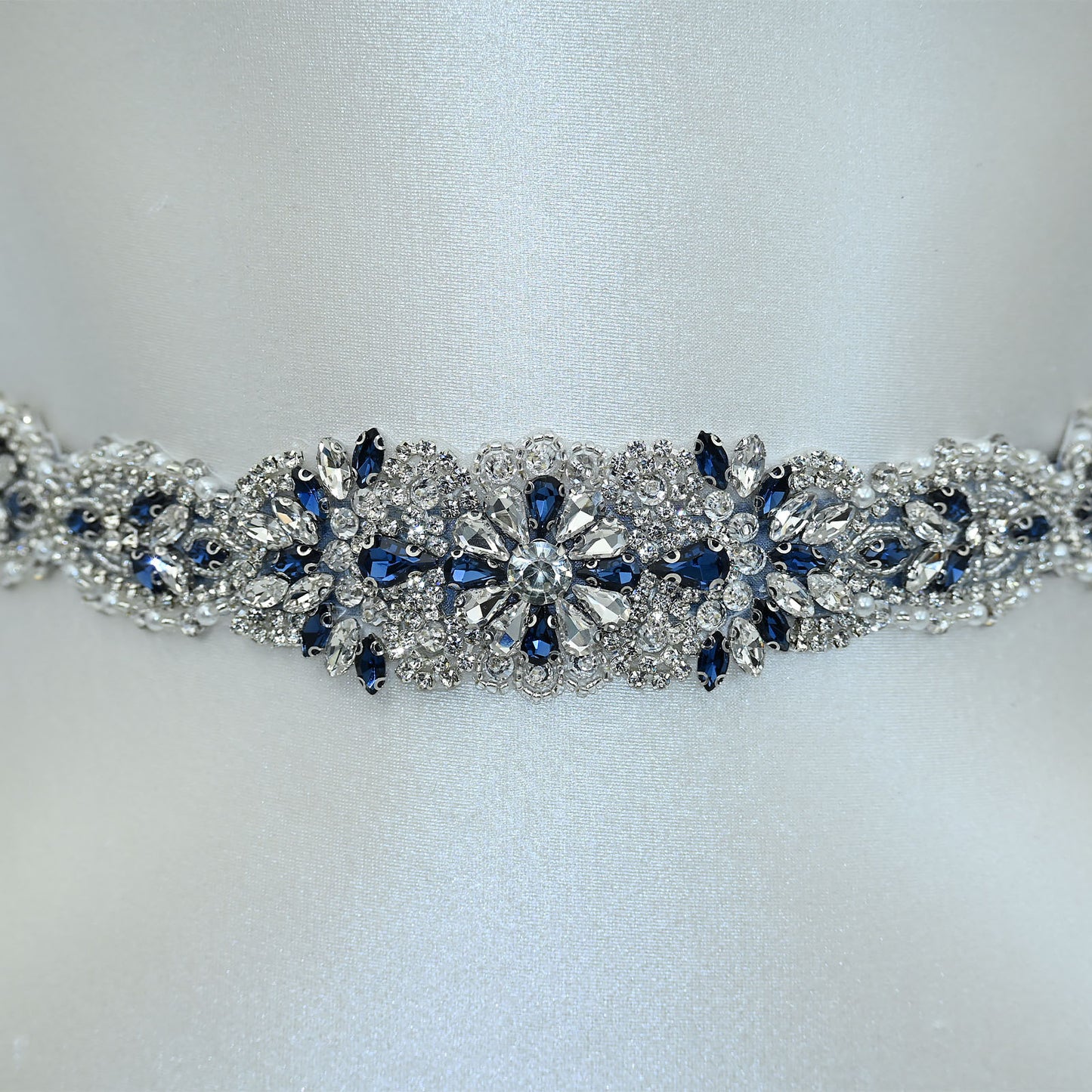 Bridella BS119ML Ivory Rhinestone & Pearl Belt