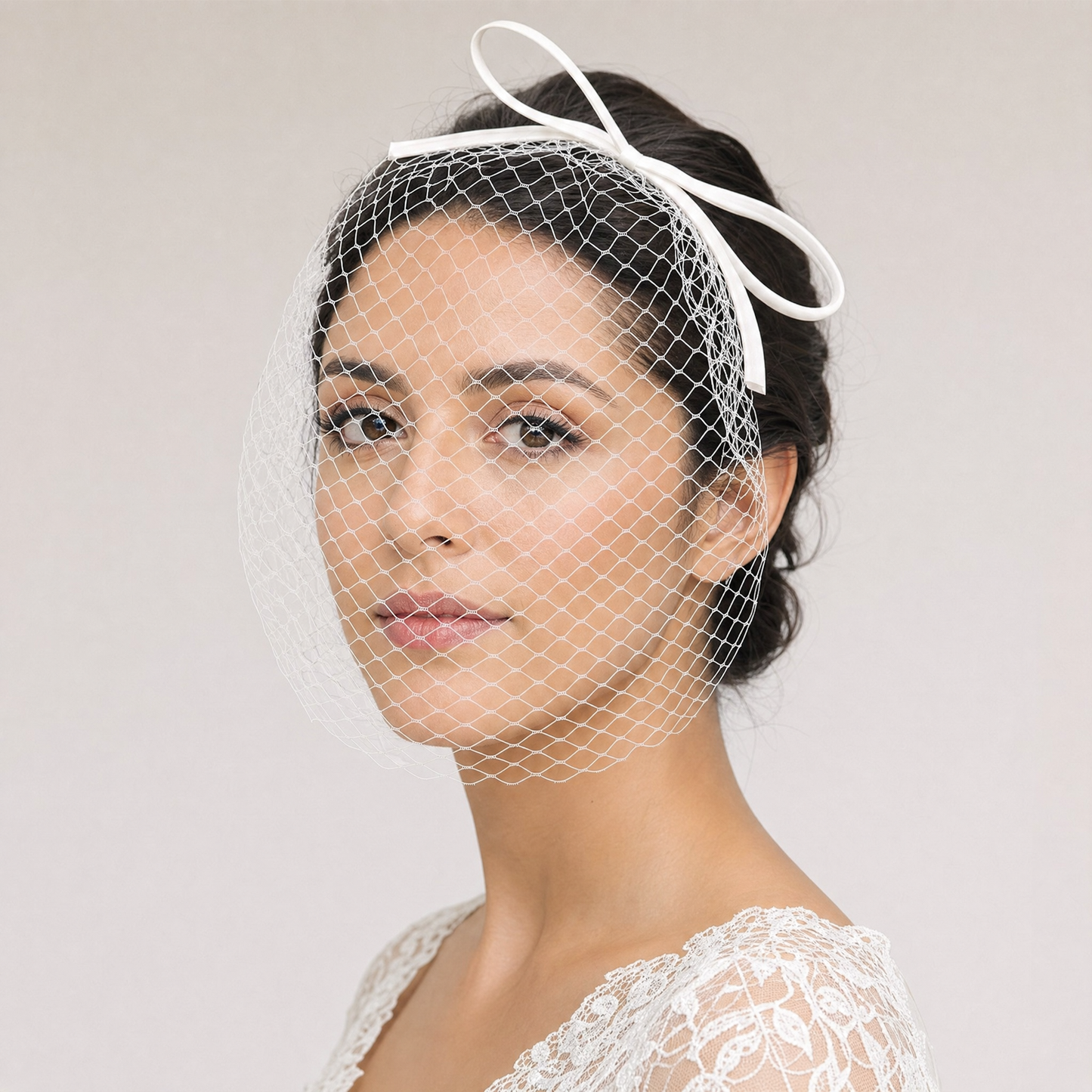 Bow Birdcage Bridal Veil Wedding Headband Veil - Bridella BMA23-W