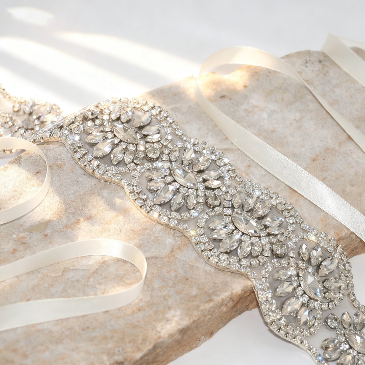 Bridella BS239 Off White Rhinestone Belt