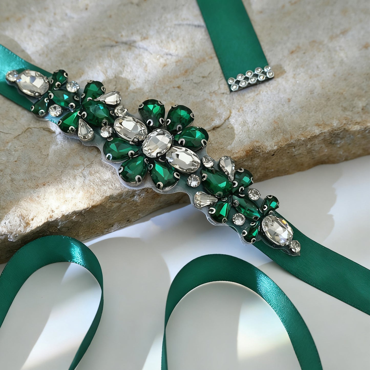 Bridella BS45KL Green Rhinestone Belt