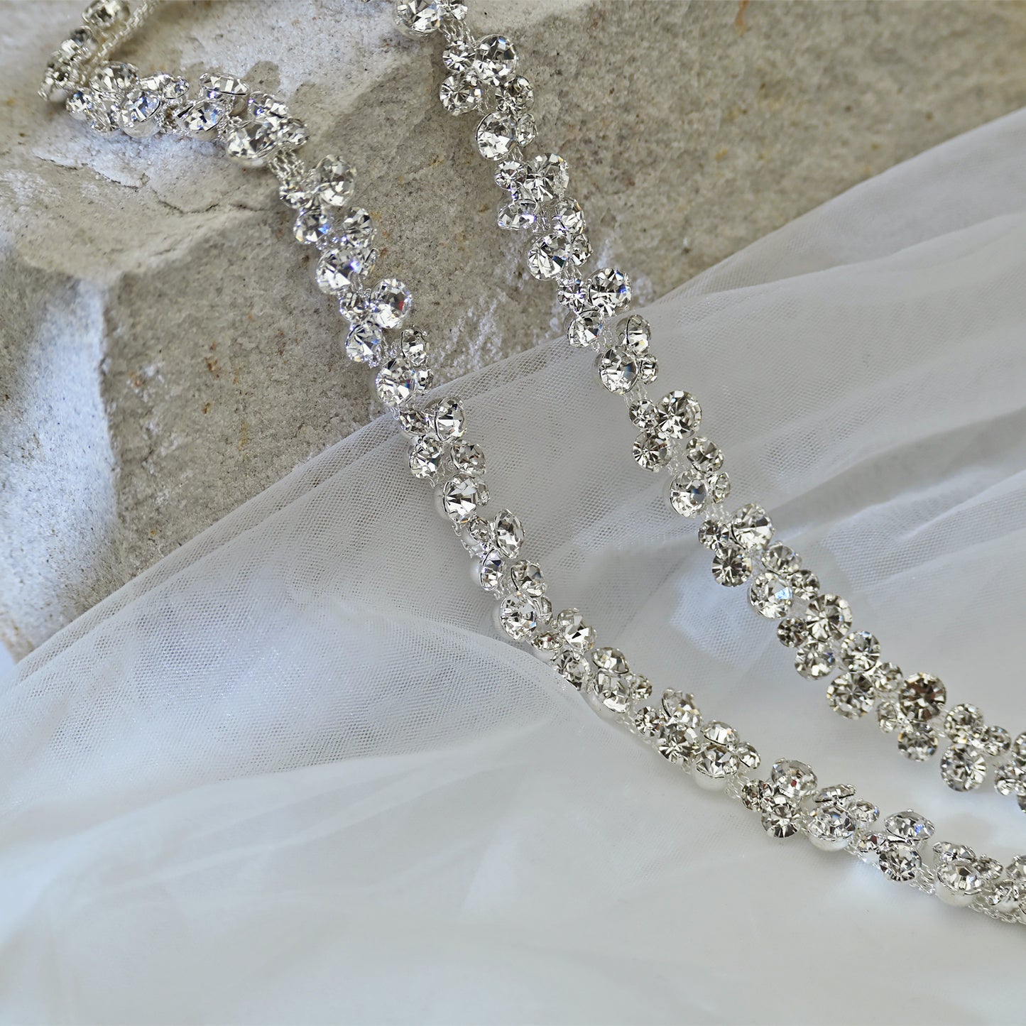 Silver Rhinestone Bridal Dress Chain Belt for Wedding - Bridella BS308