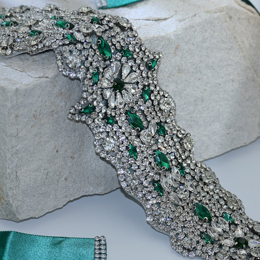 Bridella BS233LKL Green Rhinestone Belt