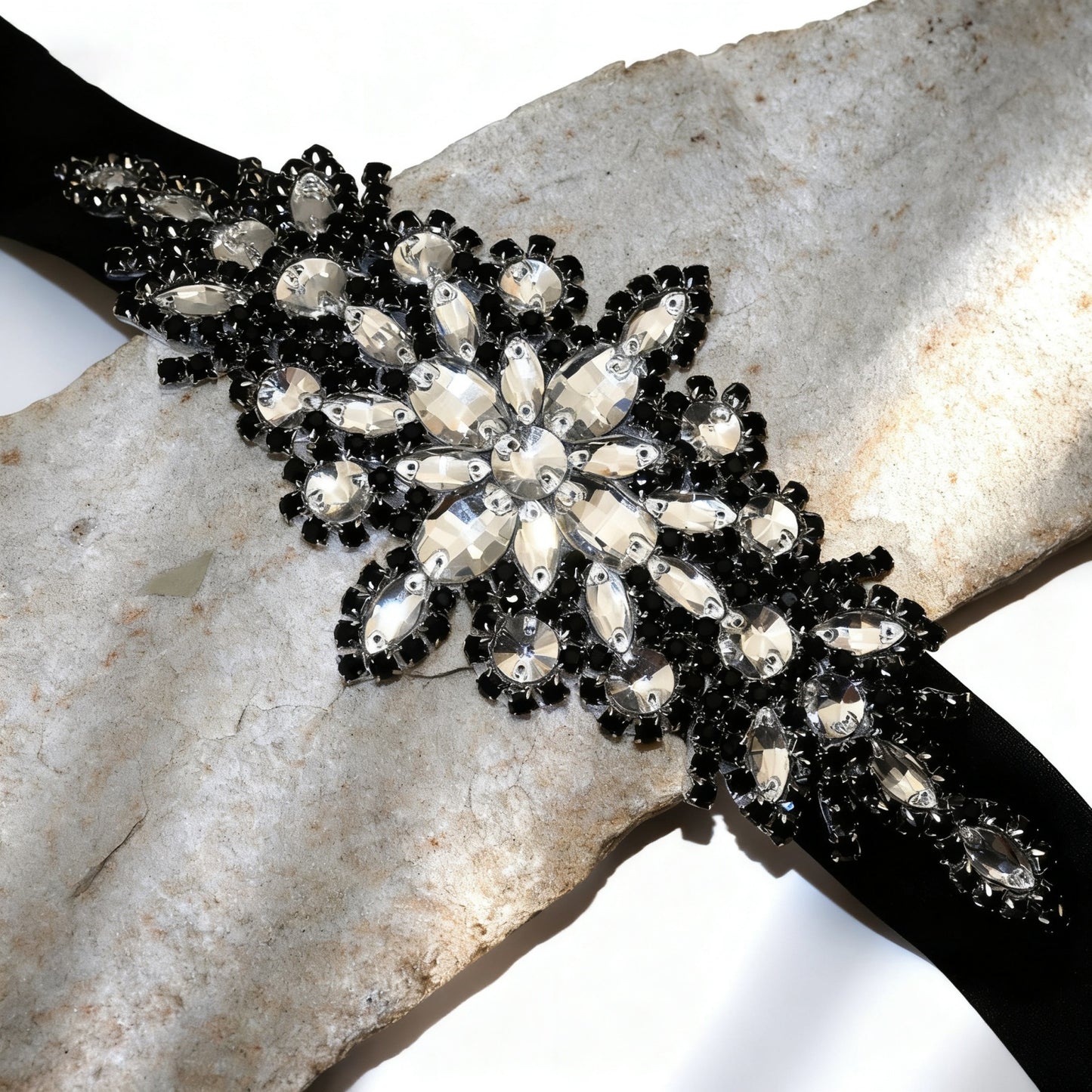 Bridella BS01B Black Rhinestone Belt