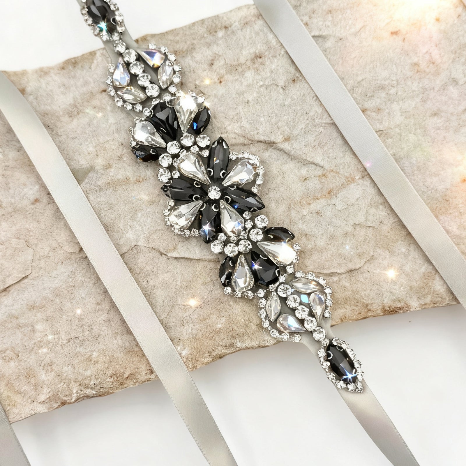 BS464H grey rhinestone belt