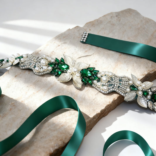 Bridella BS65KL Green Rhinestone Belt