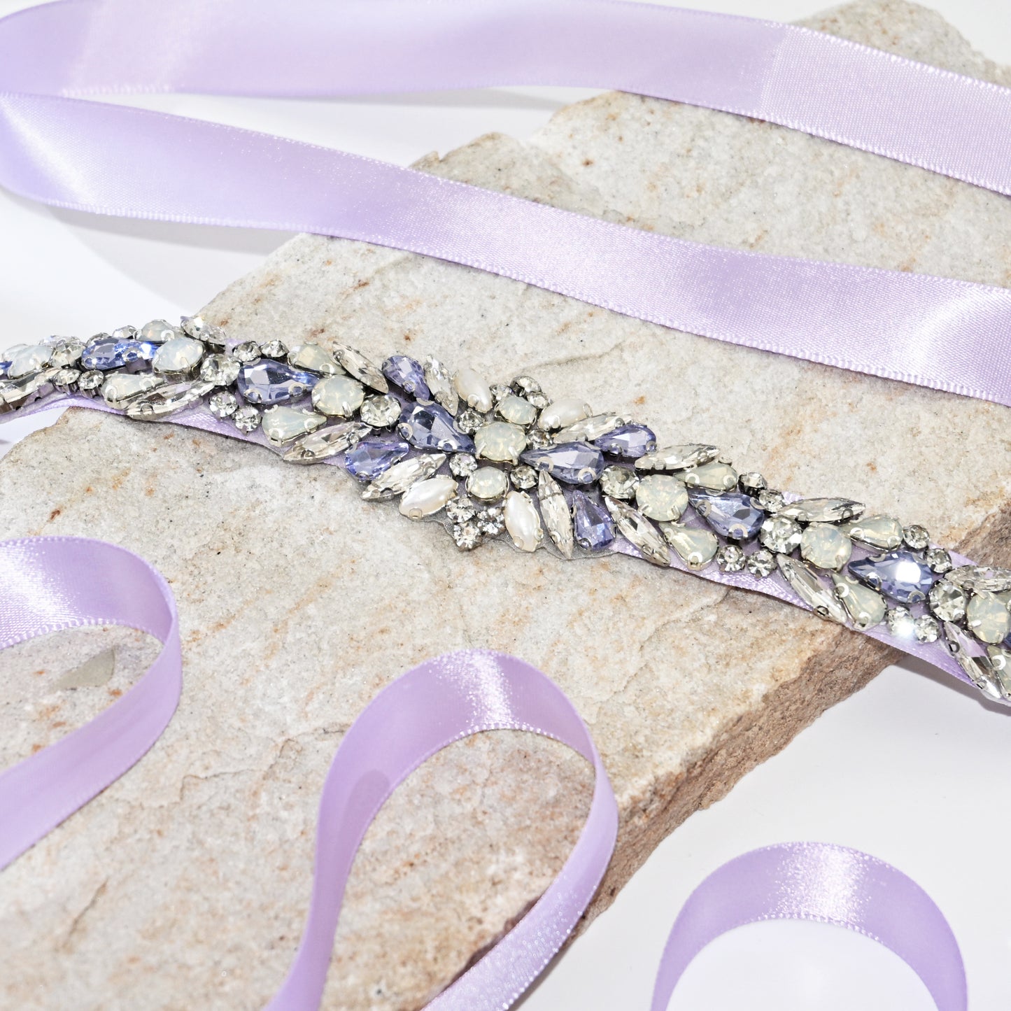 Lavender Rhinestone & Pearl Belt - Bridella BS57LA