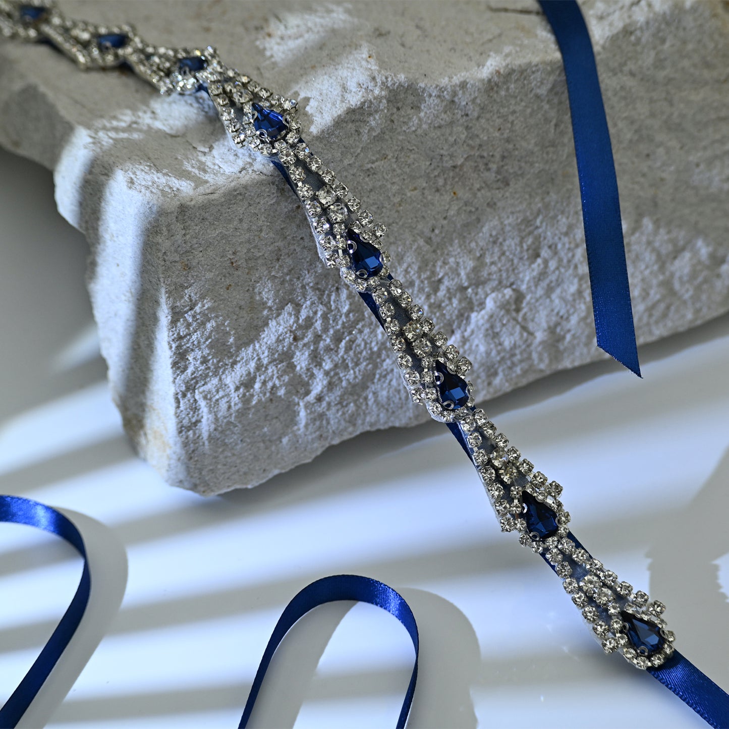 Bridella BS31ML Navy Rhinestone Belt