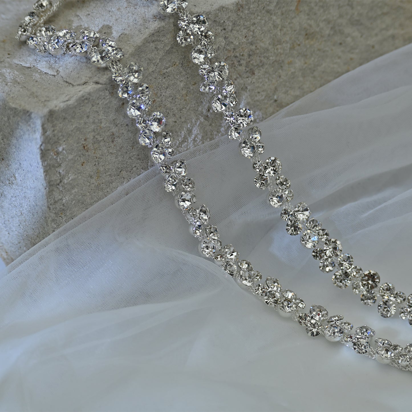 Bridella BS308 Silver Rhinestone Chain Belt