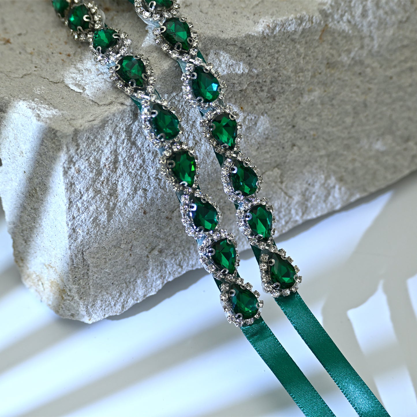 Bridella BS190KL-Green Green Rhinestone Belt