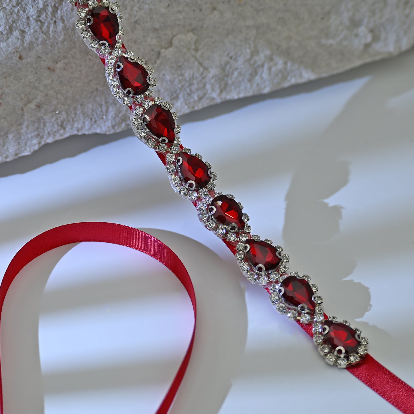 Bridella BS190R-Wine Red Wine Rhinestone Belt