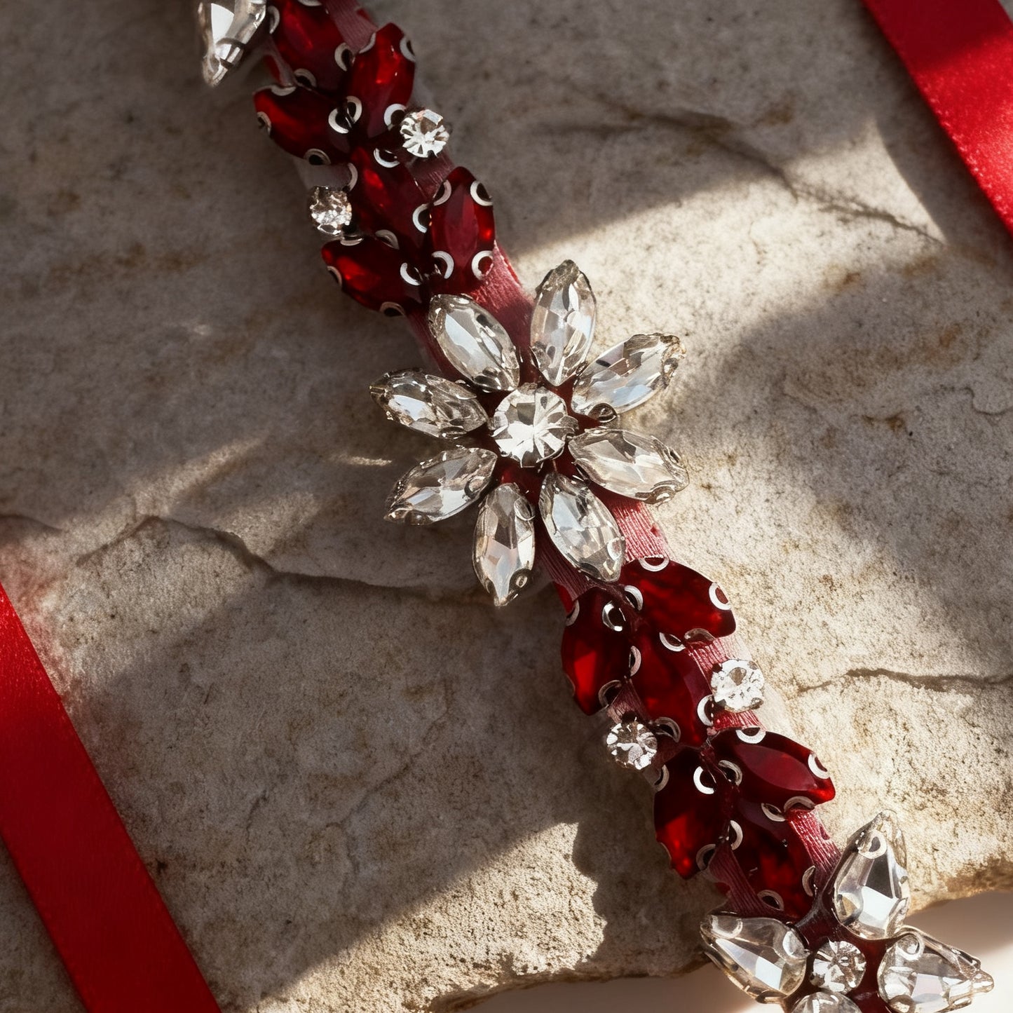 BS174R burgundy rhinestone belt