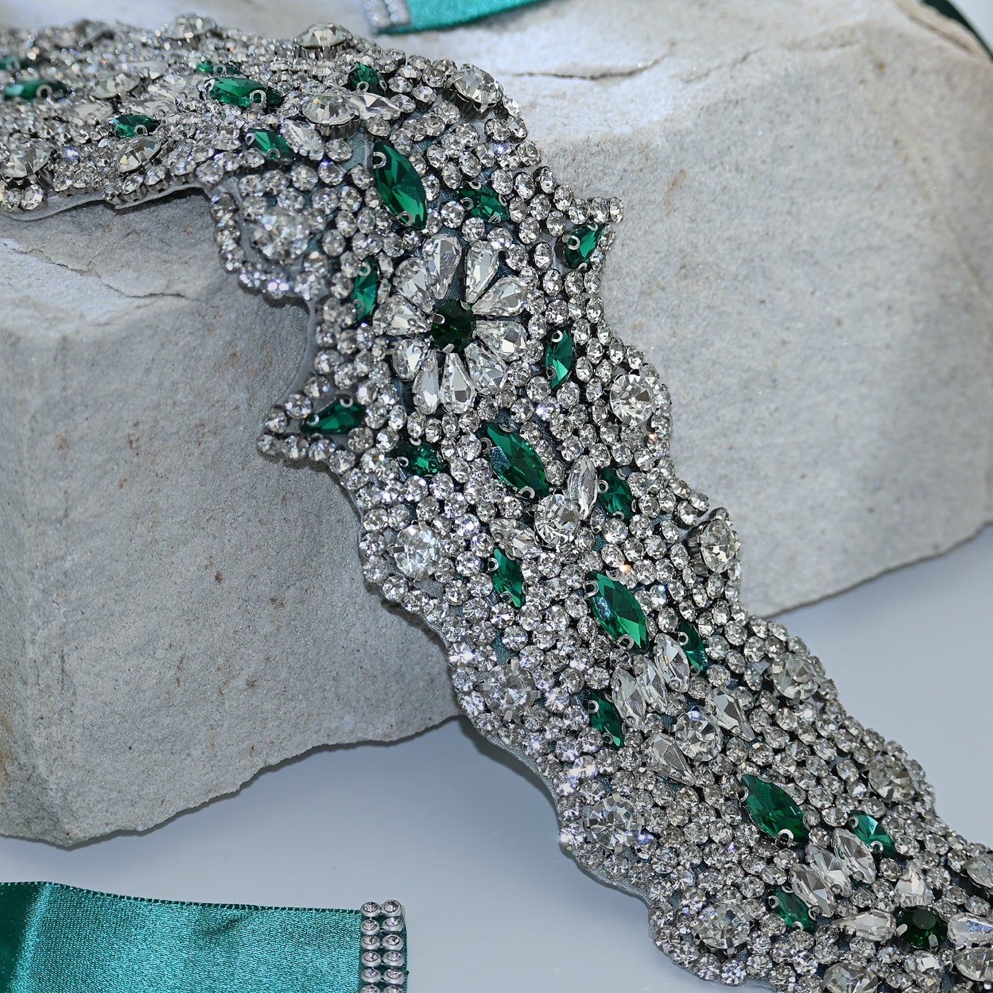 Bridella BS233LKL Green Rhinestone Belt