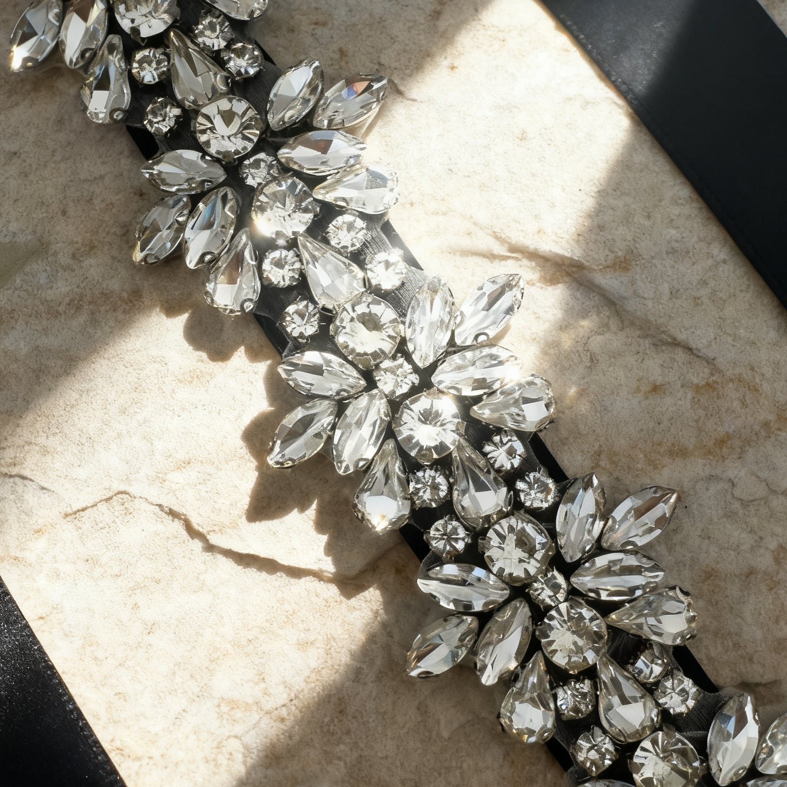 BS269 black rhinestone belt