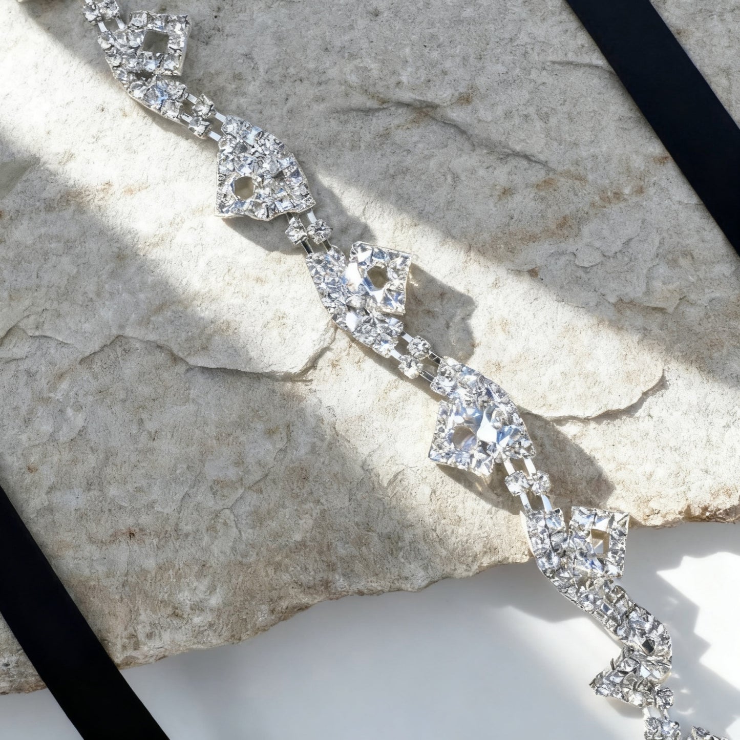 off white rhinestone belt