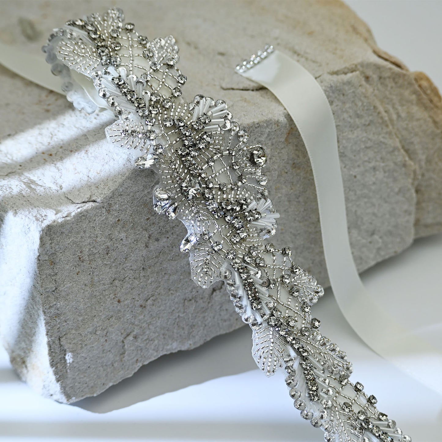 Bridella BS110 Off White Rhinestone Belt