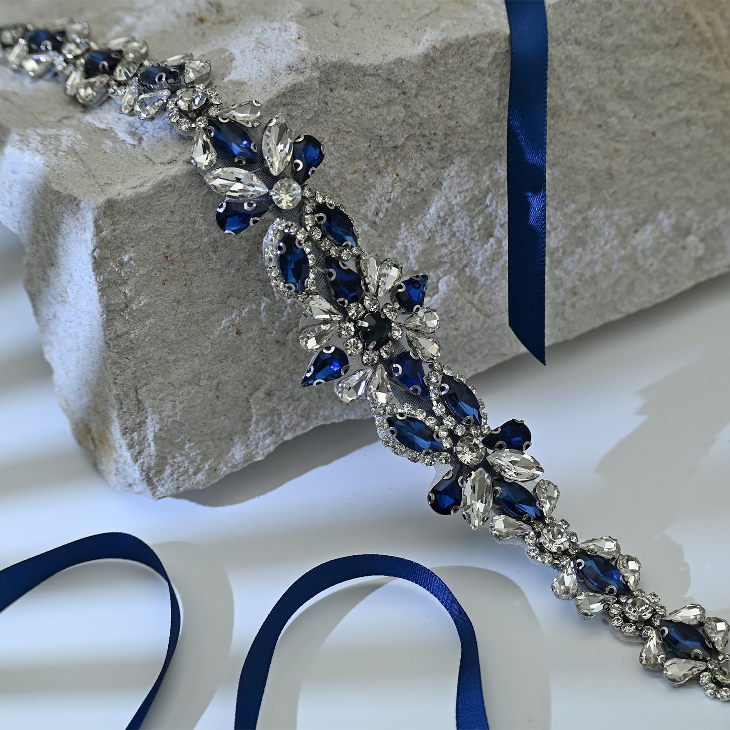 Bridella BS167ML-Navy Blue Blue Rhinestone Belt