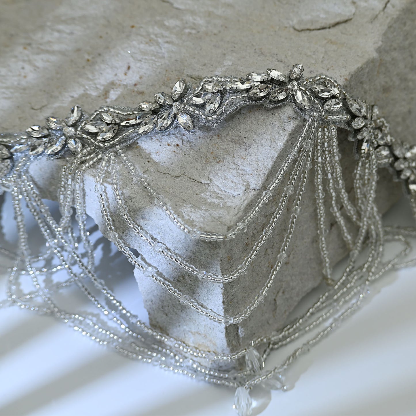 Bridella BS08 Off White Rhinestone Belt