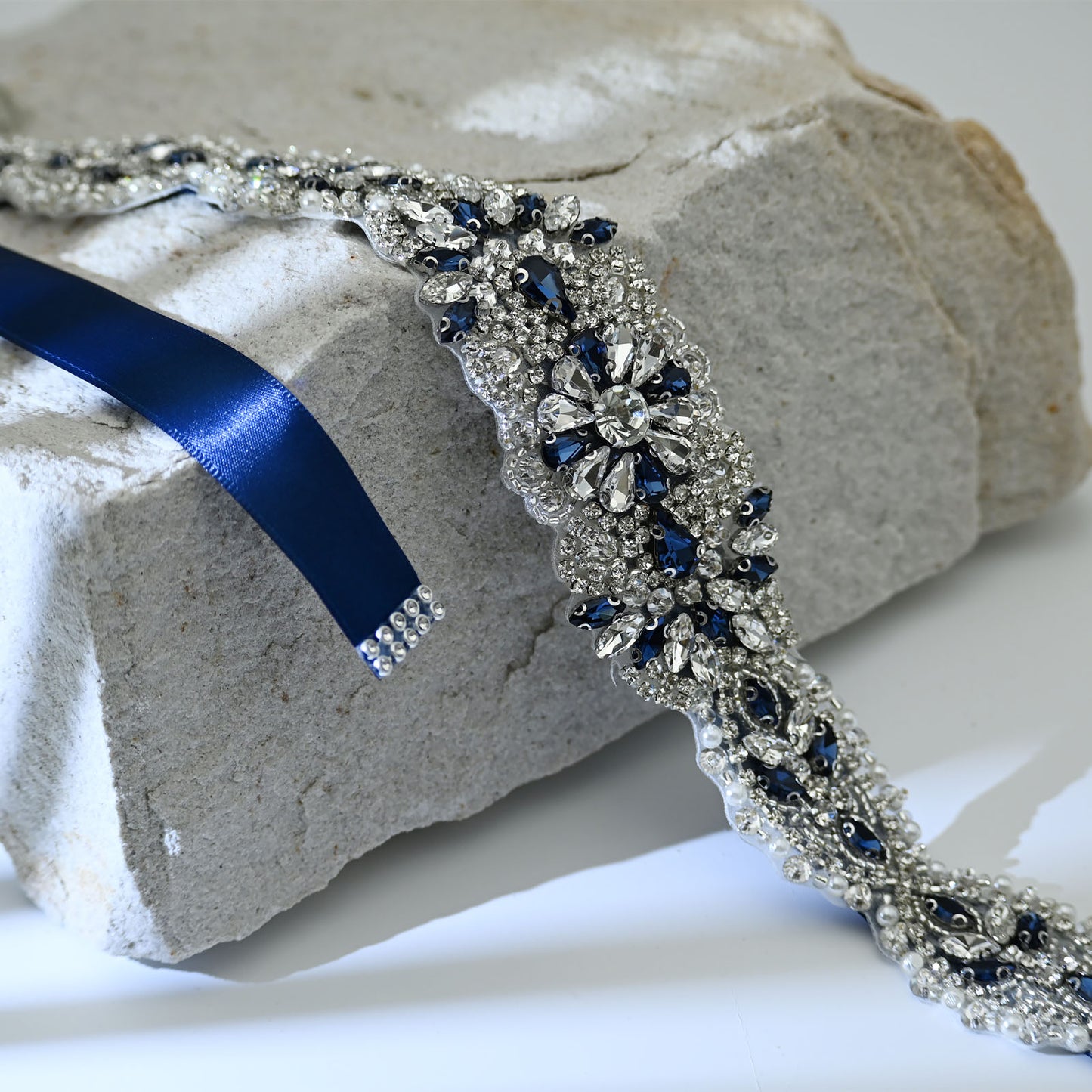 Bridella BS119ML Ivory Rhinestone & Pearl Belt