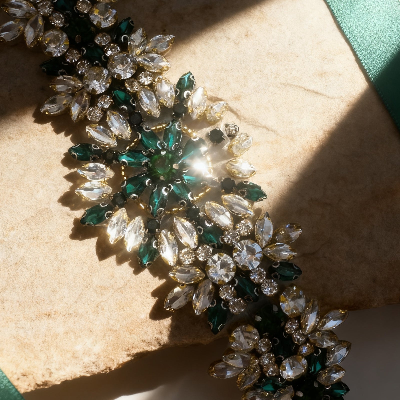 S319KL green rhinestone belt