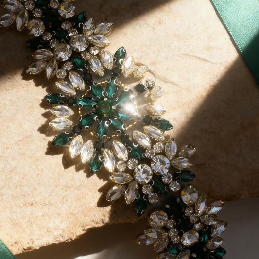 S319KL green rhinestone belt