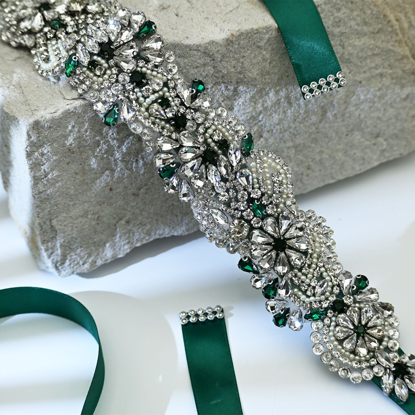 Bridella BS120KL Green Rhinestone Belt