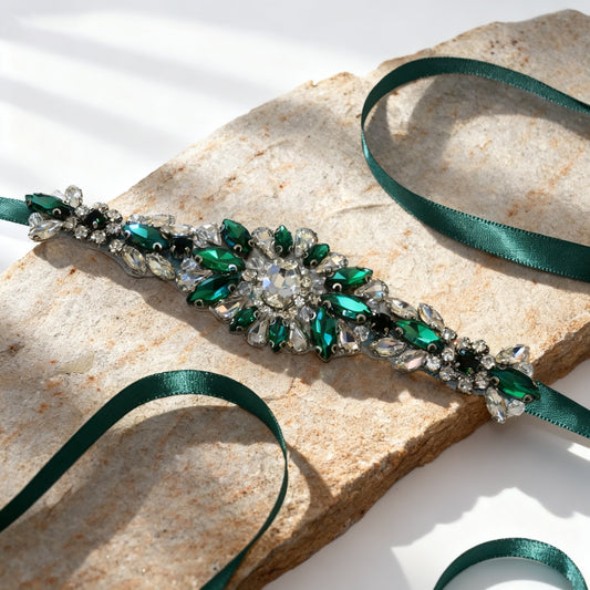 Bridella BS142KL Green Rhinestone Belt