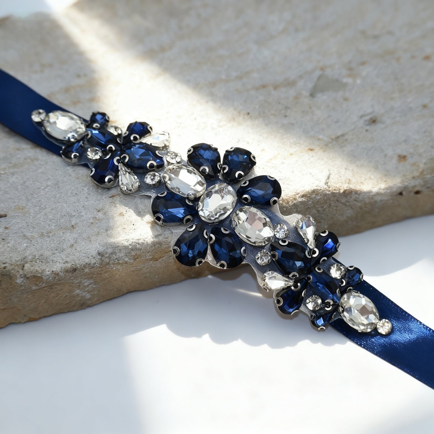 Bridella BS45ML Navy Rhinestone Belt