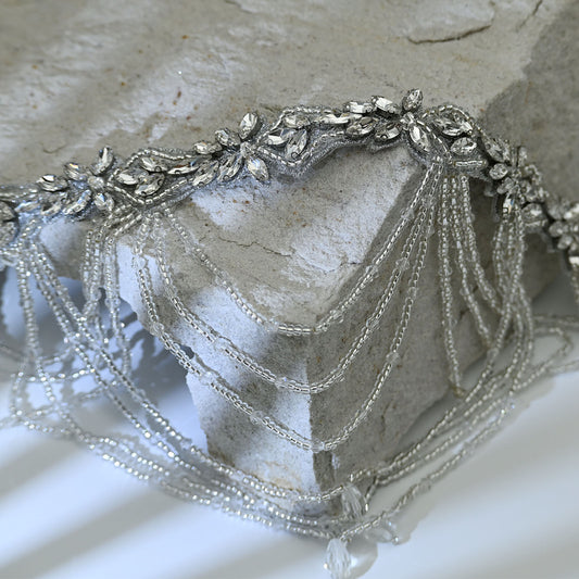 Off White Rhinestone Bridal Belt Wedding Sash – Bridella BS08