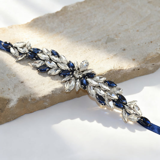 Bridella BS227ML Navy Rhinestone Belt