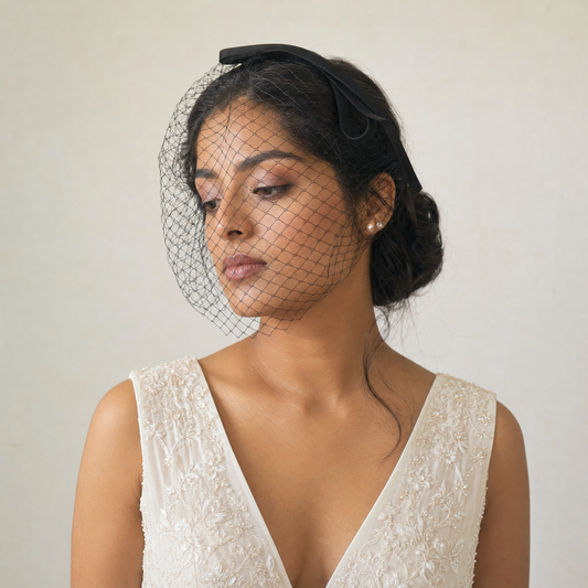 Bow Birdcage Bridal Veil Wedding Headband Veil - Bridella BMA23-B