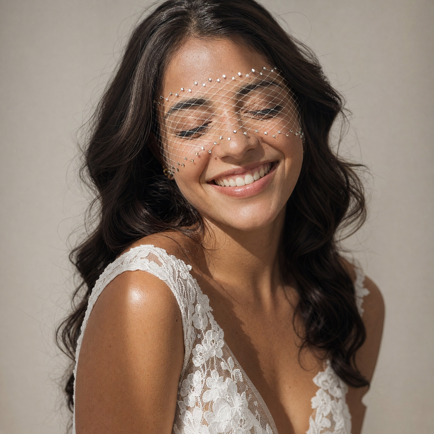 Sparkling Birdcage Bridal Veil Diamond Wedding Veil - Bridella BMA17-W