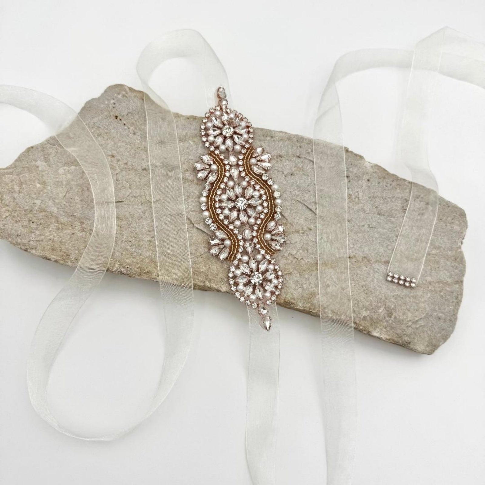 BS05RG rose gold rhinestone pearl belt