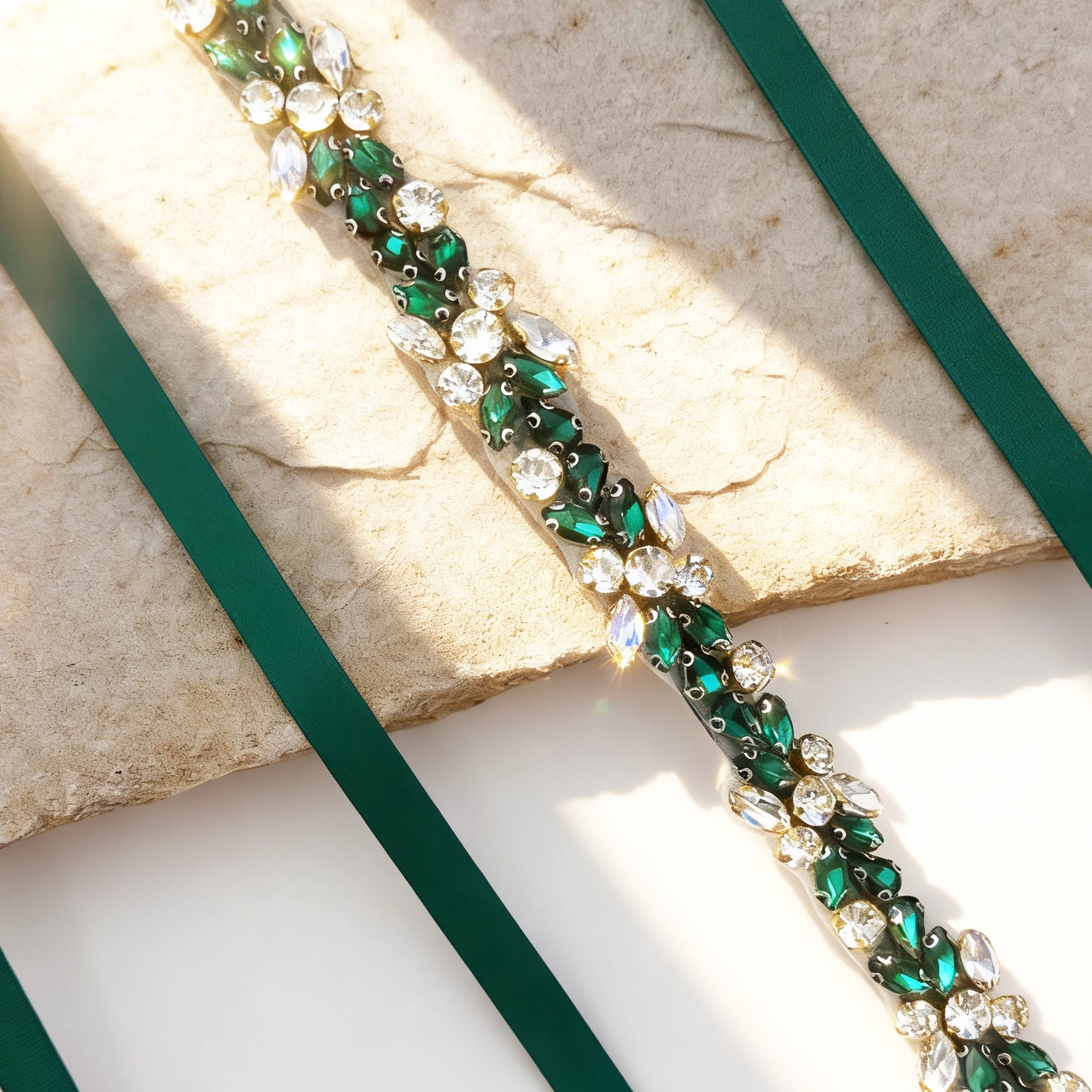 Emerald Rhinestone Belt - Bridella BS437KL