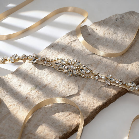 Bridella BS09G Gold Rhinestone & Pearl Accessory