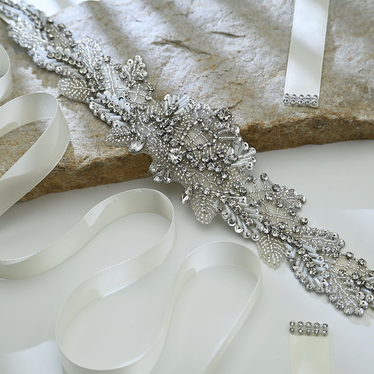 Bridella BS110 Off White Rhinestone Belt