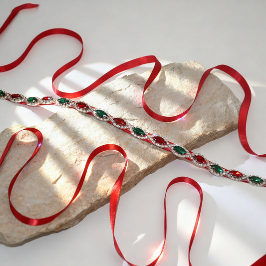 Bridella BS189 Wine Rhinestone Belt