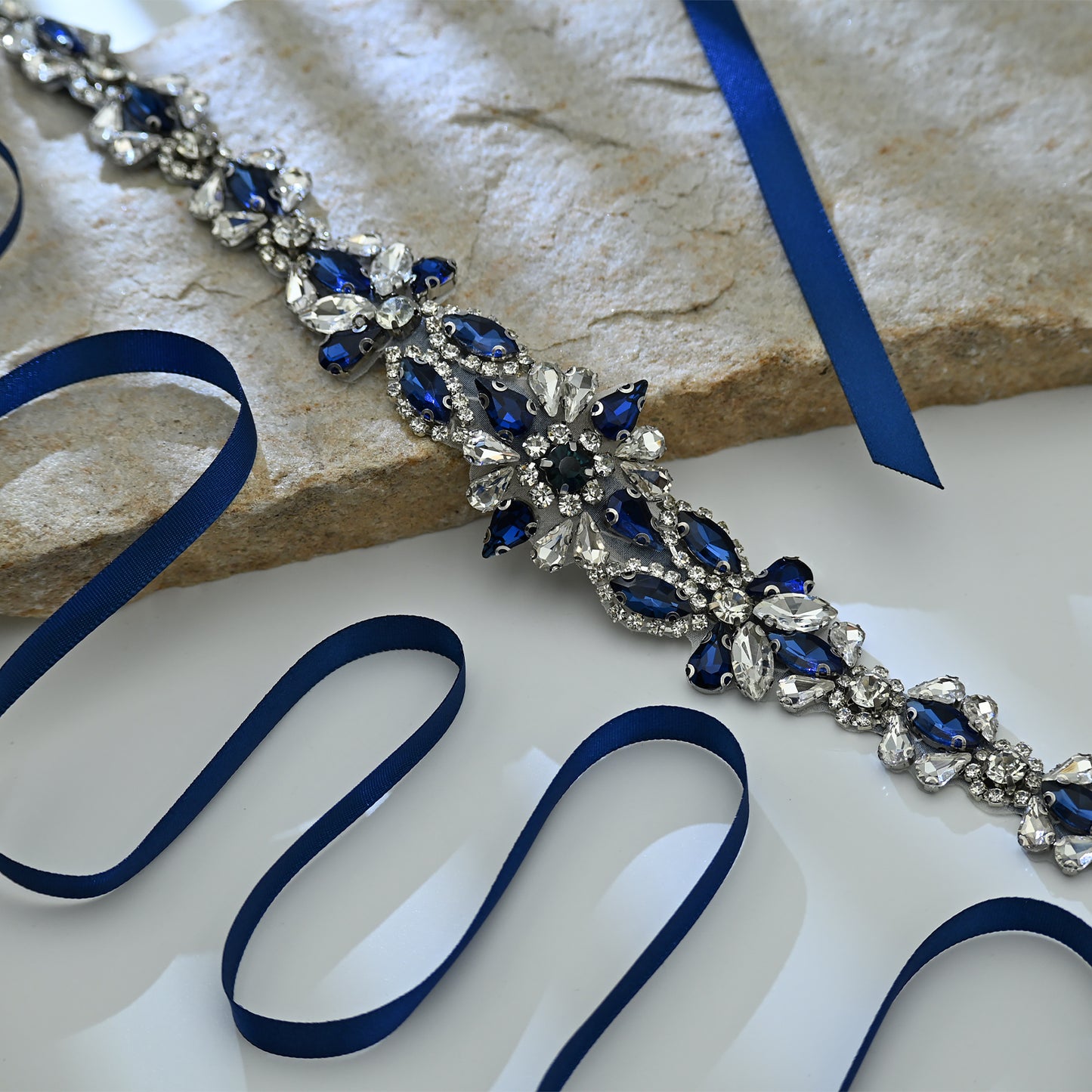 Bridella BS167ML-Navy Blue Blue Rhinestone Belt