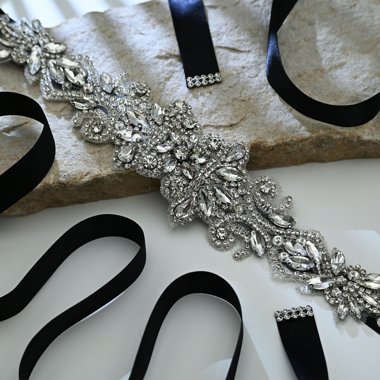 Bridella BS12 Ivory Rhinestone Belt