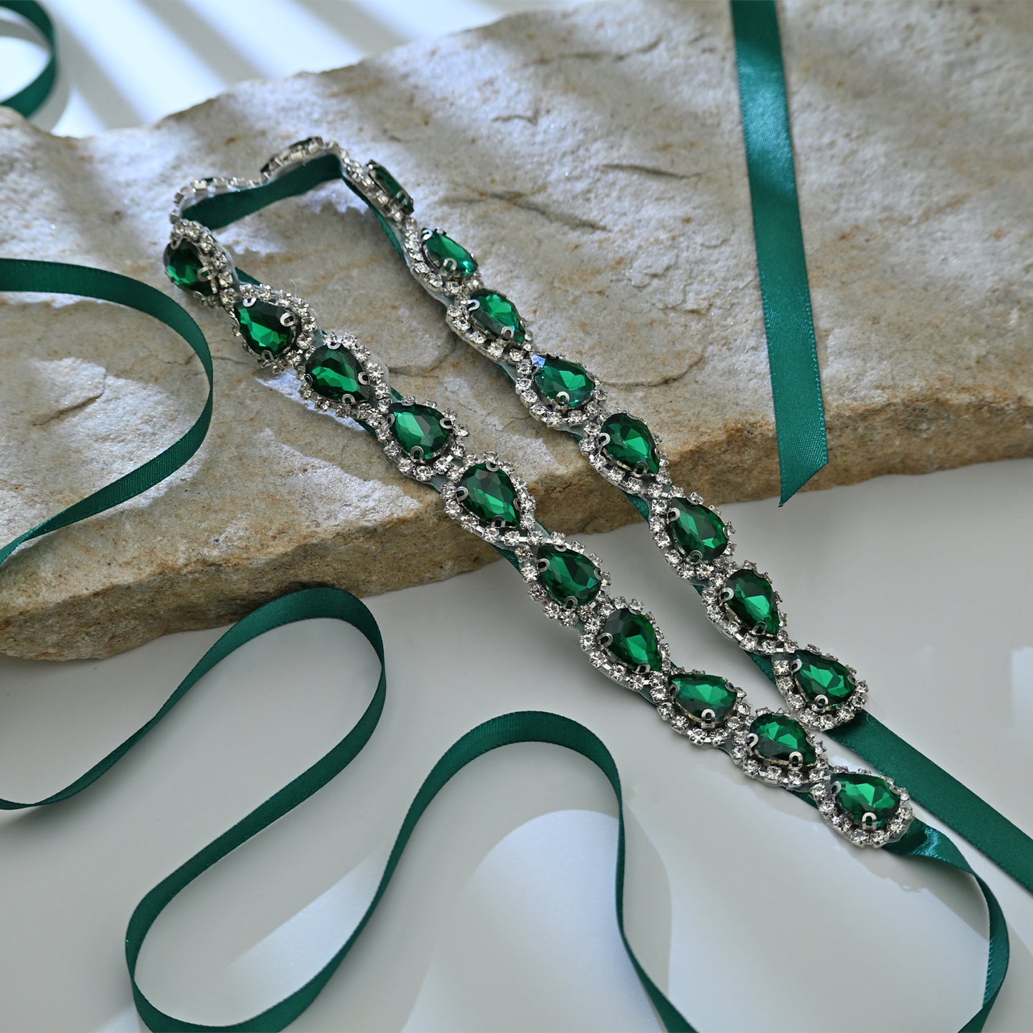 Bridella BS190KL-Green Green Rhinestone Belt