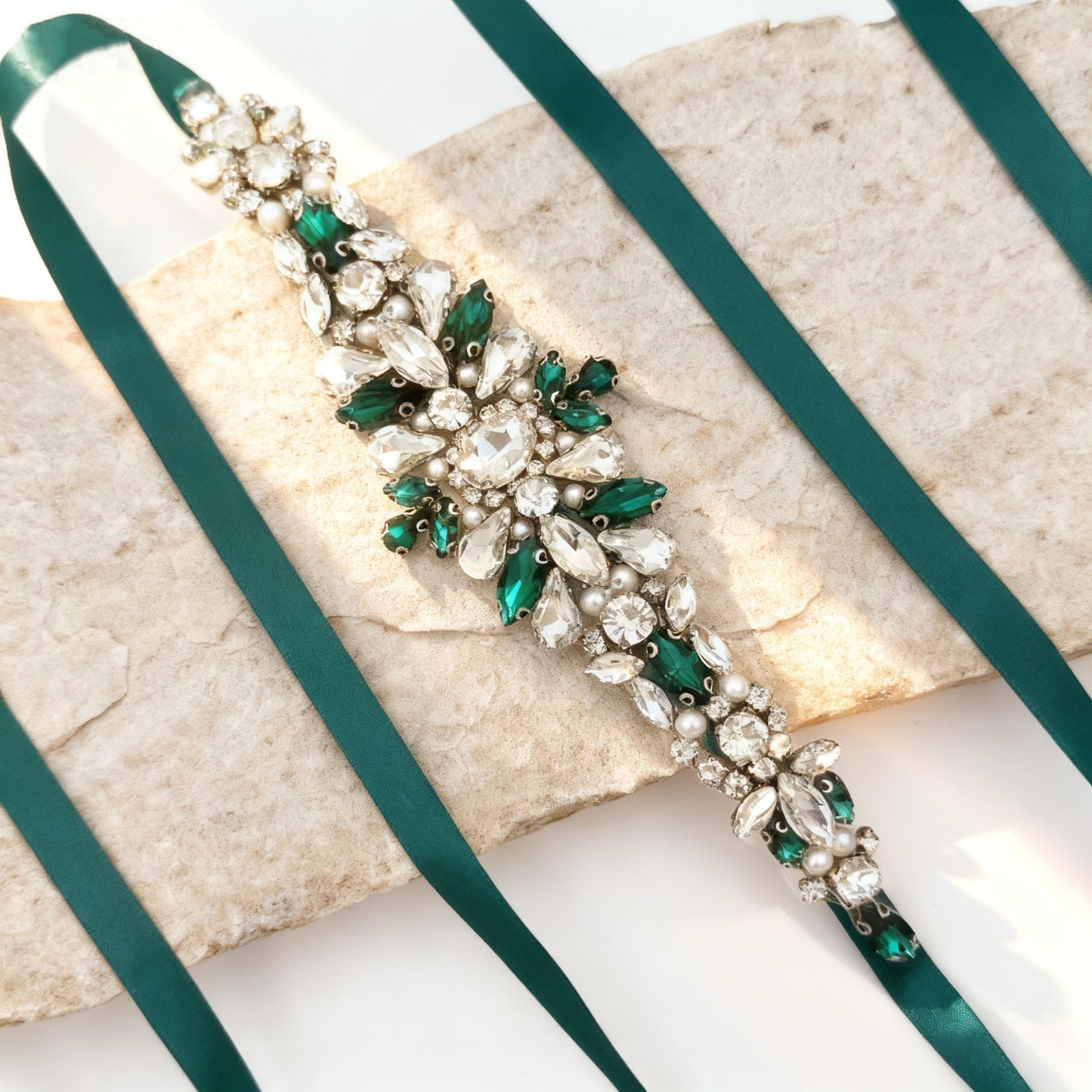BS133KL emerald rhinestone belt