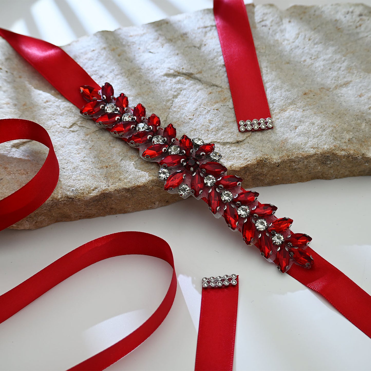 Bridella BS69R Red Rhinestone Belt