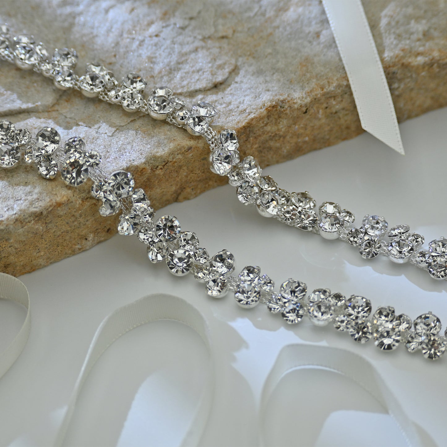 Bridella BS308 Silver Rhinestone Chain Belt